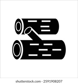 wood log vector icon line template