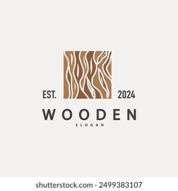 Wood Logo Design Template Illustration Simple Tree Trunk Bark Layer