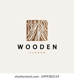 Wood Logo Design Template Illustration Simple Tree Trunk Bark Layer