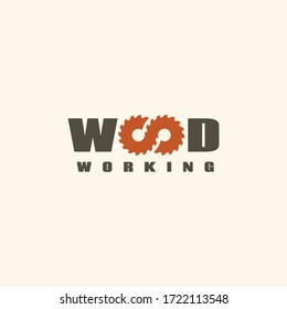 Wood logo design template with two stylized letters O for wood shop, carpentry, sawmill, lumberjack service, woodworkers, wood working industry. Vector illustration.