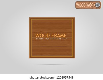 Wood Logo  and design vector,alphabet ,lined pattern, gray background frame,eps10