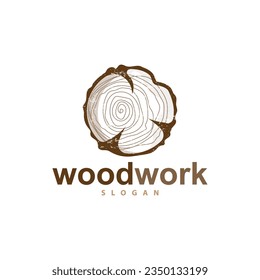 Wood Logo, Wood Grain Layers Vector, Carpentry Industry Design Simple Minimalist Template Illustration