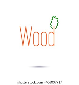 Wood logo. Line Style. Vector.