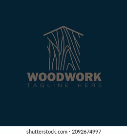 Wood Logo. Wood Log, Timber Plank Wood, Woodwork Handyman, Woodhouse Builder. Simple Minimalist Icon.