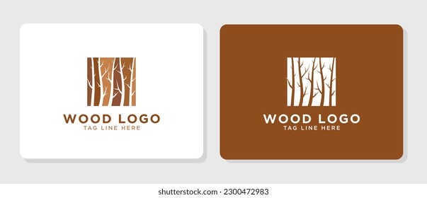 wood logo with unique tree elements, vector illustration
