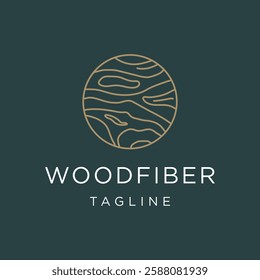 Wood Logo Vector with Circle shape, featuring Bark Layers and Wood Grain Texture, Inspired by Tree Trunk Illustration Design