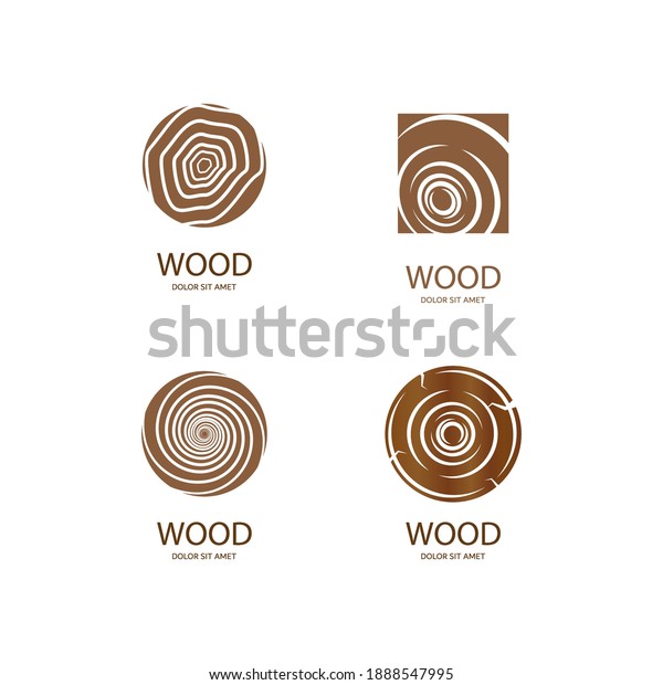 Wood Logo Vector Flat Design Stock Vector (Royalty Free) 1888547995