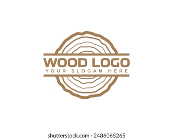 Ilustración vectorial con logotipo de madera. Plantilla con logotipo de carpintería de madera