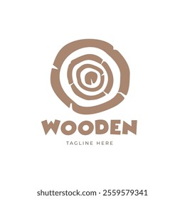 Wood logo vintage wooden texture symbol circular wooden trunk cut vector abstract tree texture