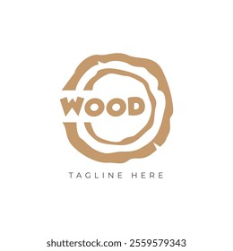 Wood logo vintage wooden texture symbol circular wooden trunk cut vector abstract tree texture