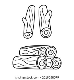 Wood Logs collection vector illustration with simple hand drawn sketching style 