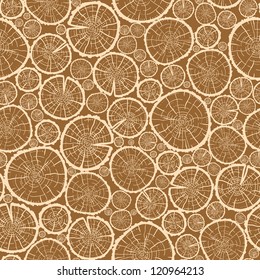 Wood logs cuts seamless pattern background