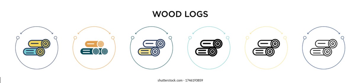 Wood logs icon in filled, thin line, outline and stroke style. Vector illustration of two colored and black wood logs vector icons designs can be used for mobile, ui, web