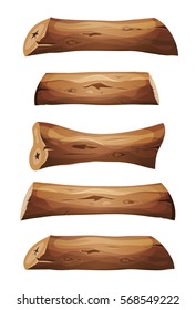 Wood Logs And Planks Set/
Illustration of a set of cartoon wood logs, planks, and sawn trunks