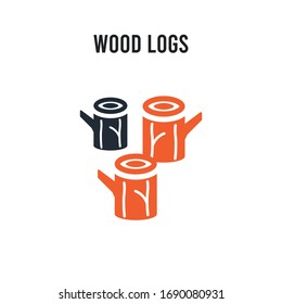 wood logs vector icon on white background. Red and black colored wood logs icon. Simple element illustration sign symbol EPS