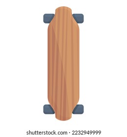 Wood longboard icon cartoon vector. Retro board. Balance view