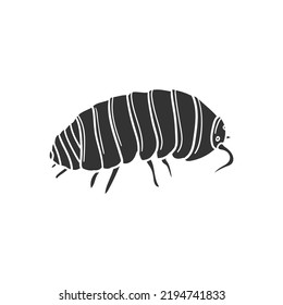 Wood louse Icon Silhouette Illustration. Insects Vector Graphic Pictogram Symbol Clip Art. Doodle Sketch Black Sign.