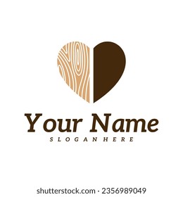 Wood Love logo design Template. Creative Wood logo vector illustration.