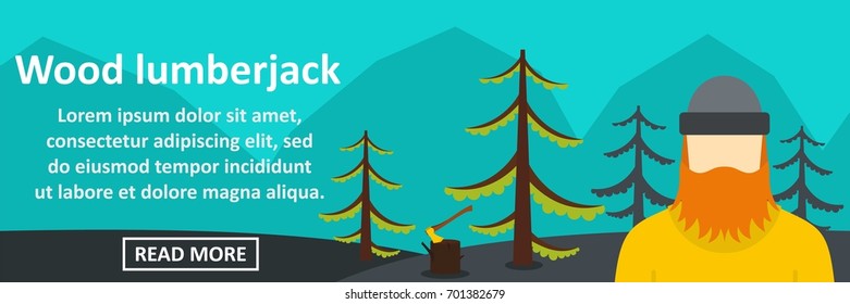 Wood lumberjack banner horizontal concept. Flat illustration of wood lumberjack banner horizontal vector concept for web