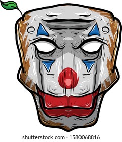 wood with makeup like a clown and you can use this for logo or t shirt