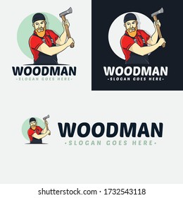 Wood Man Lumberjack Cartoon Logo Vector