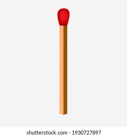 Wood Match Stick - Realistic Red Wooden Match Stick Vector Isolated On White