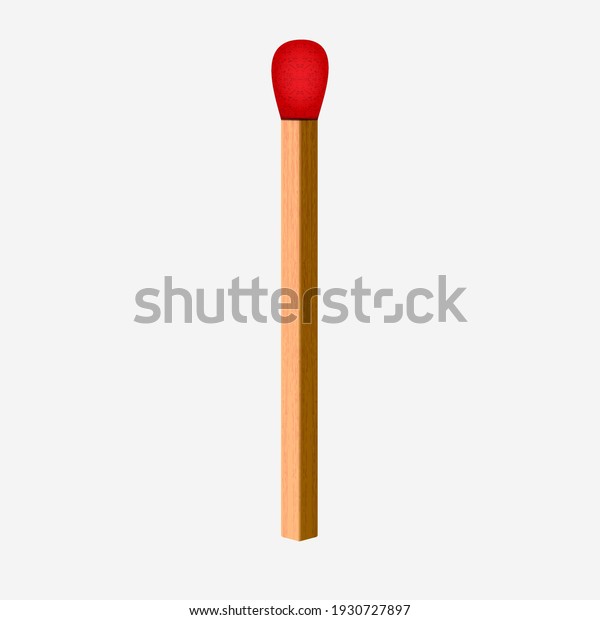Wood Match Stick - Realistic Red Wooden Match Stick\
Vector Isolated on White