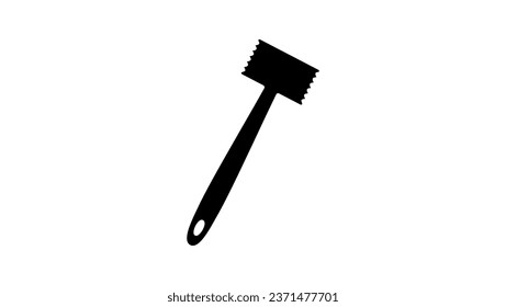 Wood Meat Tenderizer Tool, black isolated icon