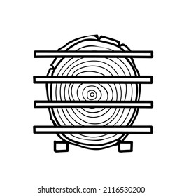 Wood milling cut stacked icon. Hand drawn vector illustration. Editable line stroke
