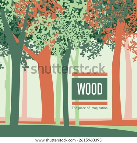 Wood and mistery, squared cover. Vector design