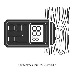 Medidor de humedad de la madera - dispositivo eléctrico para medir el contenido de humedad en la madera. Icono vectorial aislado en estilo monocromo plano