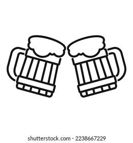 Wood mug beer icon outline vector. Hand drink. Cheers toast