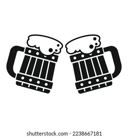 Wood mug beer icon simple vector. Hand drink. Cheers toast