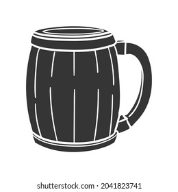 Wood Mug Icon Silhouette Illustration. Beer Drink Vector Graphic Pictogram Symbol Clip Art. Doodle Sketch Black Sign.