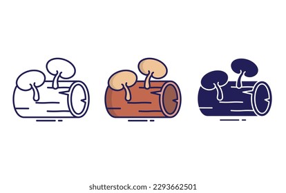 wood mushroom line and solid illustration icon