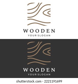 Wood and natural fiber logo design, carpenter and wood planks with saw craftsman tools.