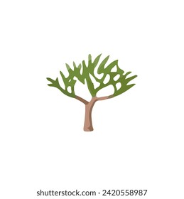Holz-Naturelement von Set. In diesem faszinierenden Baumbild trifft sorgfältiges Design auf einen charmanten Cartoon-Stil auf unberührtem weißem Hintergrund. Vektorgrafik.
