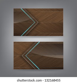 Wood and neon glass theme business card template (Part 2). (Vector)