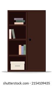 biblioteca de oficinas de madera con libros y documentos
