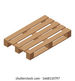 Wood pallet icon. Isometric of wood pallet vector icon for web design isolated on white background