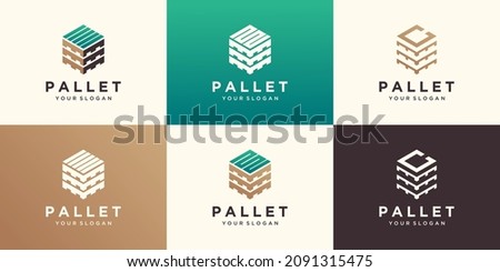 Wood pallets with hexagon log design templates. Modern easy to edit logo template. Vector design series. Сток-фото © 
