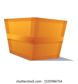 Wood parcel box icon. Cartoon of wood parcel box vector icon for web design isolated on white background