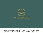 Wood Park Logo Elegant Nature Tree Design Tranquil Premium Brand Identity