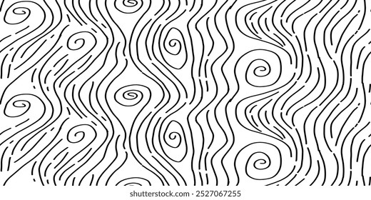 fundo padrão de madeira. placa Padrão contínuo. fundo listrado ondulado. Plano de fundo da linha abstrata. Padrões de madeira desenhados à mão no vetor