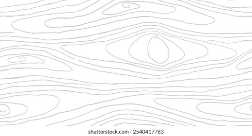 Plano de fundo padrão de madeira. Textura sem emenda de madeira. Textura de grãos de madeira. Padrão ondulado sem emenda. Fundo de madeira desenhado à mão. Fundo Abstrato Cinza. Ilustração de vetor em preto e branco.