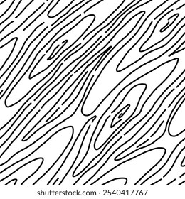 Fondo de patrón de madera. Textura inconsútil de madera. Textura de grano de madera. Patrón ondulado sin fisuras. Fondo de madera dibujado a mano. Fondo Abstractas gris. Ilustración vectorial en blanco y negro.