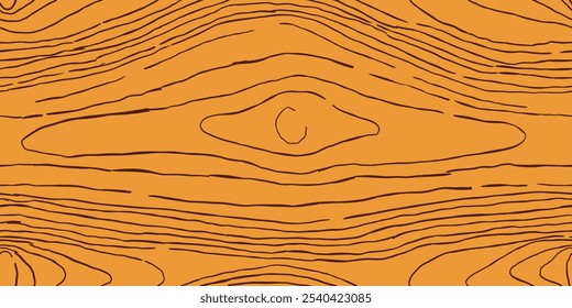 Wood Pattern Background. Wooden Seamless Texture. Wood Grain Texture. Seamless Wavy Pattern. Hand Drawn Wooden Background. Brown Abstract Background. Wooden Plank Vector Illustration.