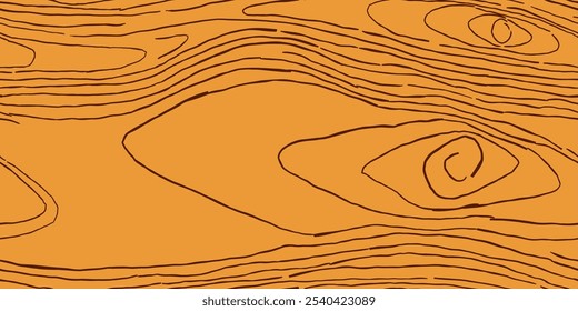 Plano de fundo padrão de madeira. Textura sem emenda de madeira. Textura de grãos de madeira. Padrão ondulado sem emenda. Fundo de madeira desenhado à mão. Plano de Fundo Abstrato Marrom. Ilustração de madeira do vetor da prancha.