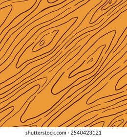 Wood Pattern Background. Wooden Seamless Texture. Wood Grain Texture. Seamless Wavy Pattern. Hand Drawn Wooden Background. Brown Abstract Background. Wooden Plank Vector Illustration.