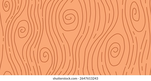 Fondo de patrón de madera. Textura inconsútil de madera. Textura de grano de madera. Patrón ondulado sin fisuras. Fondo de madera dibujado a mano. Fondo Abstractas marrón. Ilustración vectorial de tablones de madera.